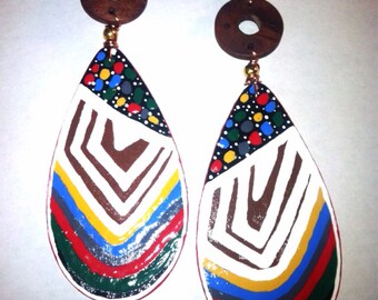 Festive Coco Earrings (Hand Painted Earrings) Hand Drawn Earrings Afrocentric Earrings