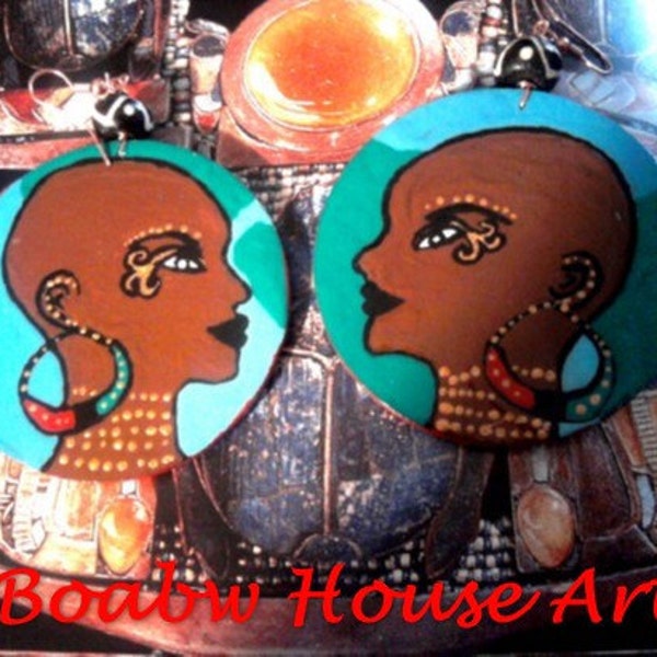 RBG Beauty Within Earrings (Natural Beauty) Hand Painted Earrings (Wood Earrings) Wearable Art