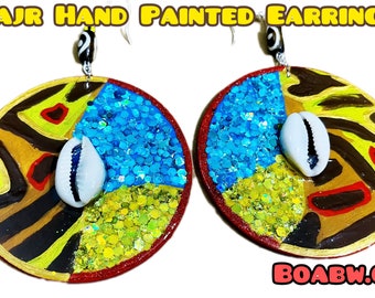 Fajr Handmade Hand Painted Earrings BOABW Wearable Art