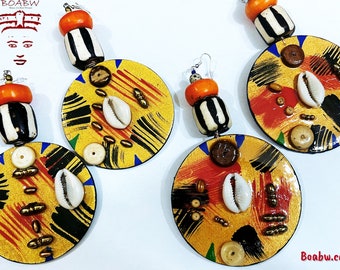 Culture Masterpieces Hand Painted Earrings BOABW Afrocentric Wearable Art Fashion Handmade