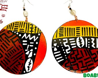 Unity’s Mudcloth is Fashion Earrings Boabw’s Original Designs Afrocentric Hand Painted Earrings