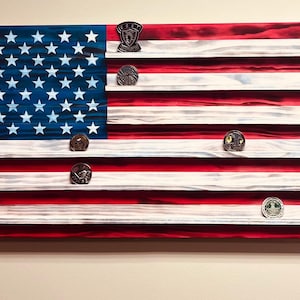 Wooden American Flag Challenge Coin Holder