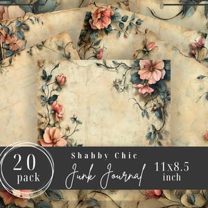 Shabby Chic Rose Junk Journal Seiten: Vintage Blumen Ephemera (Digitaler Download) JP2002
