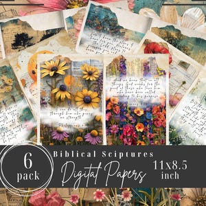 Bible Scriptures Junk Journal, Wildflowers Junk Journal, Bible Journal, Christian Printable, Downloadable Digital Papers