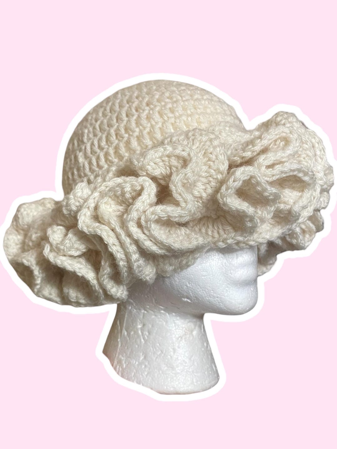 Cream Ruffle Hat - Etsy