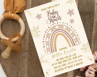 Baby Shower Invitation Template Editable Digital Invitation for Baby Showers, Instant Download Invitation, Baby Shower Editable Invite/Evite