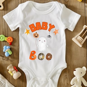 Baby Bodysuit Halloween Baby Boo – Organic Cotton | Cute romper with ghost & pumpkin | Gift for babies for Halloween