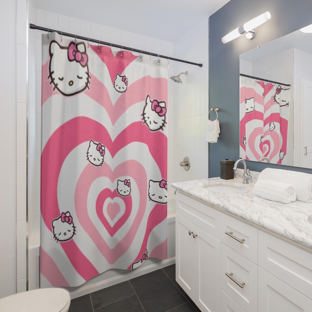 Hello Kitty Shower Curtain,hello Kitty Decor,bathroom Decor, Home Decor