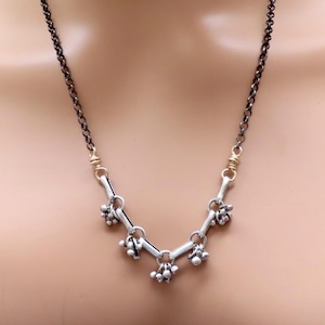 Collier en métal mélangé rempli d&#39;or et argent sterling, bijoux en métal mélangé oxydé, chaîne en métal mélangé câblée à la main avec de l&#39;argent oxydé