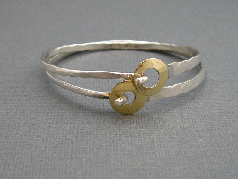 Artisan Sterling Silver Bangle Bracelet With Brass Ring - Etsy