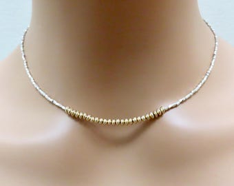 Mixed Metal Choker: Fine Silver & Gold-Filled Layering Necklace