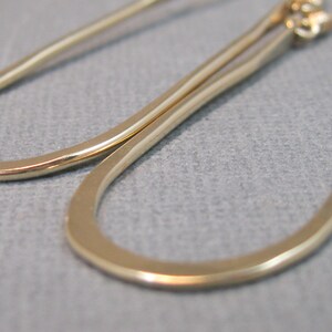 Long Gold-Filled Hammered Horseshoe Hoops, Gold-Filled Handmade Jewelry Artisan Earrings image 4