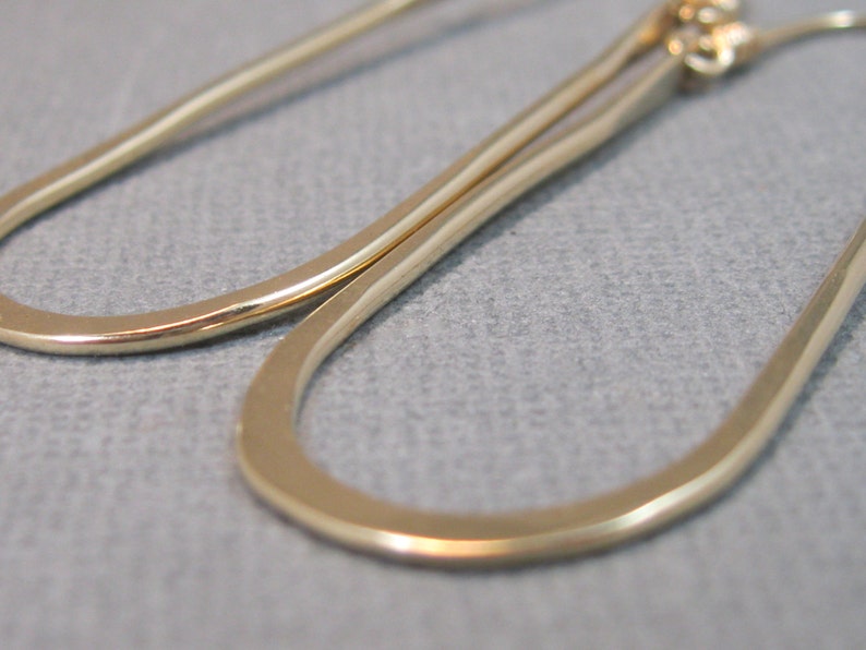 Long Gold-Filled Hammered Horseshoe Hoops, Gold-Filled Handmade Jewelry Artisan Earrings image 4