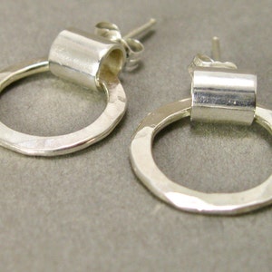 Handgefertigte gehämmerte Sterling Silber Creolen, Boho Schmuck
