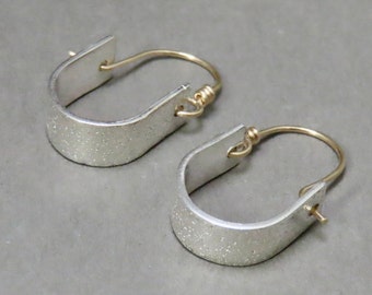 Hand Forged Mixed Metal Hoop Earrings: Sterling Silver & Gold Filled