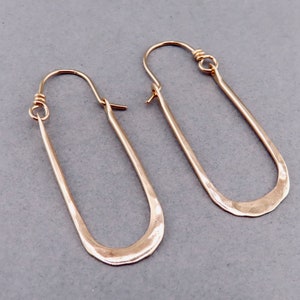 Long Gold-Filled Hammered Horseshoe Hoops, Gold-Filled Handmade Jewelry Artisan Earrings