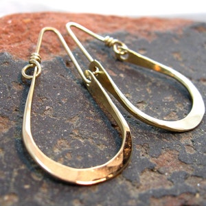 Solid 14kt Gold Artisan Hammered Hoops, Handmade Hoop Earrings by Liz Blanchflower, Hand forged gold hoops, , solid gold hoop earrings