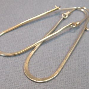 Long Gold-Filled Hammered Horseshoe Hoops, Gold-Filled Handmade Jewelry Artisan Earrings image 5