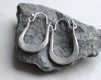 Artisan Hammered Sterling Silver Mini-Hoops, Handmade Hoop Earrings by Liz Blanchflower