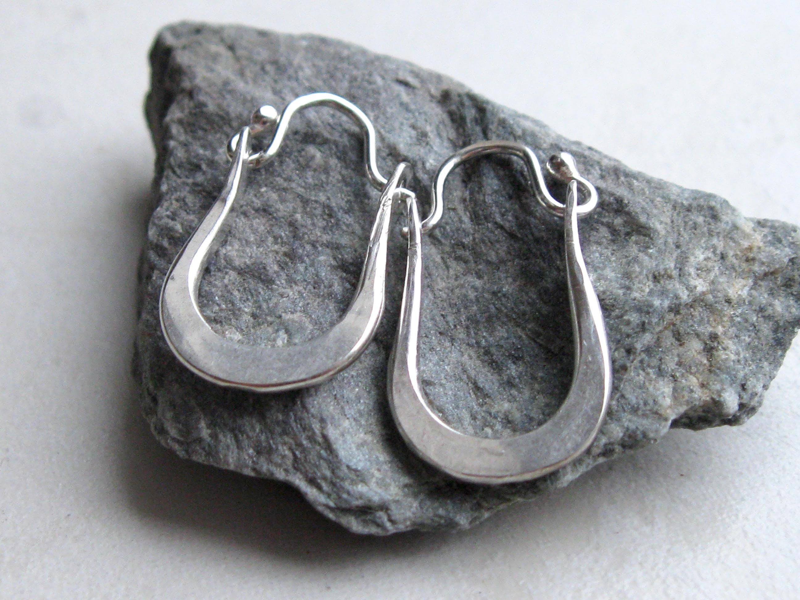Artisan Hammered Sterling Silver Mini-hoops, Handmade Hoop