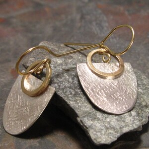Mixed Metal Textured Fan Earrings in Sterling Silver and Gold Filled ...