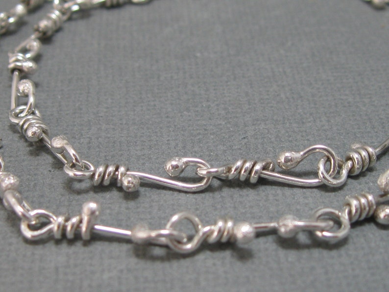 Sterling Silver Ball End Wire Wrapped Handmade Chain Necklace Etsy