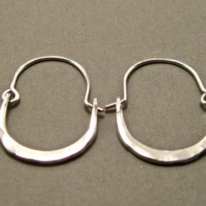 Lightweight Artisan Hammered Sterling Silver Hoops, Handmade Hoop Earrings, wide hammered hoops, hand forged sterling hoops, boho