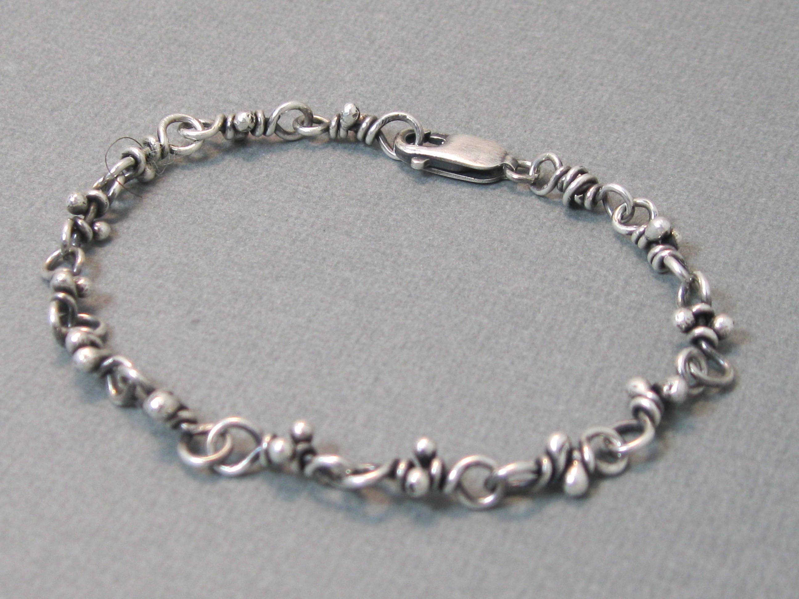 Handmade Sterling Silver Chain Bracelet, Oxidized Boho Ankle Bracelet