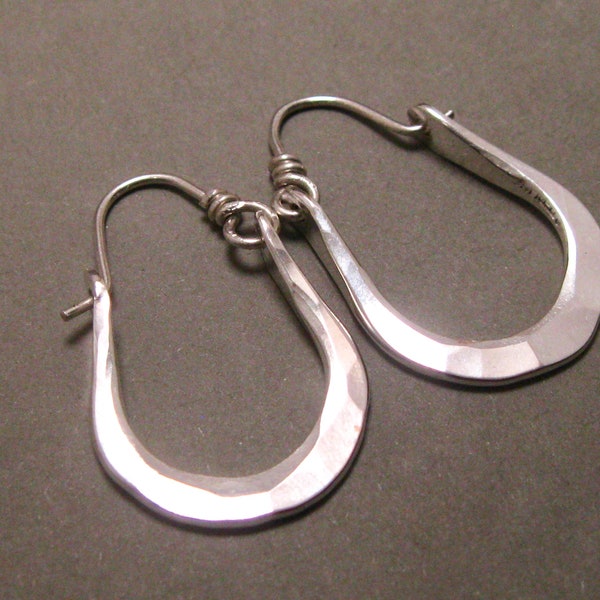 Artisan Hammered Sterling Silver Hoops, Handmade Hoop Earrings by Liz Blanchflower