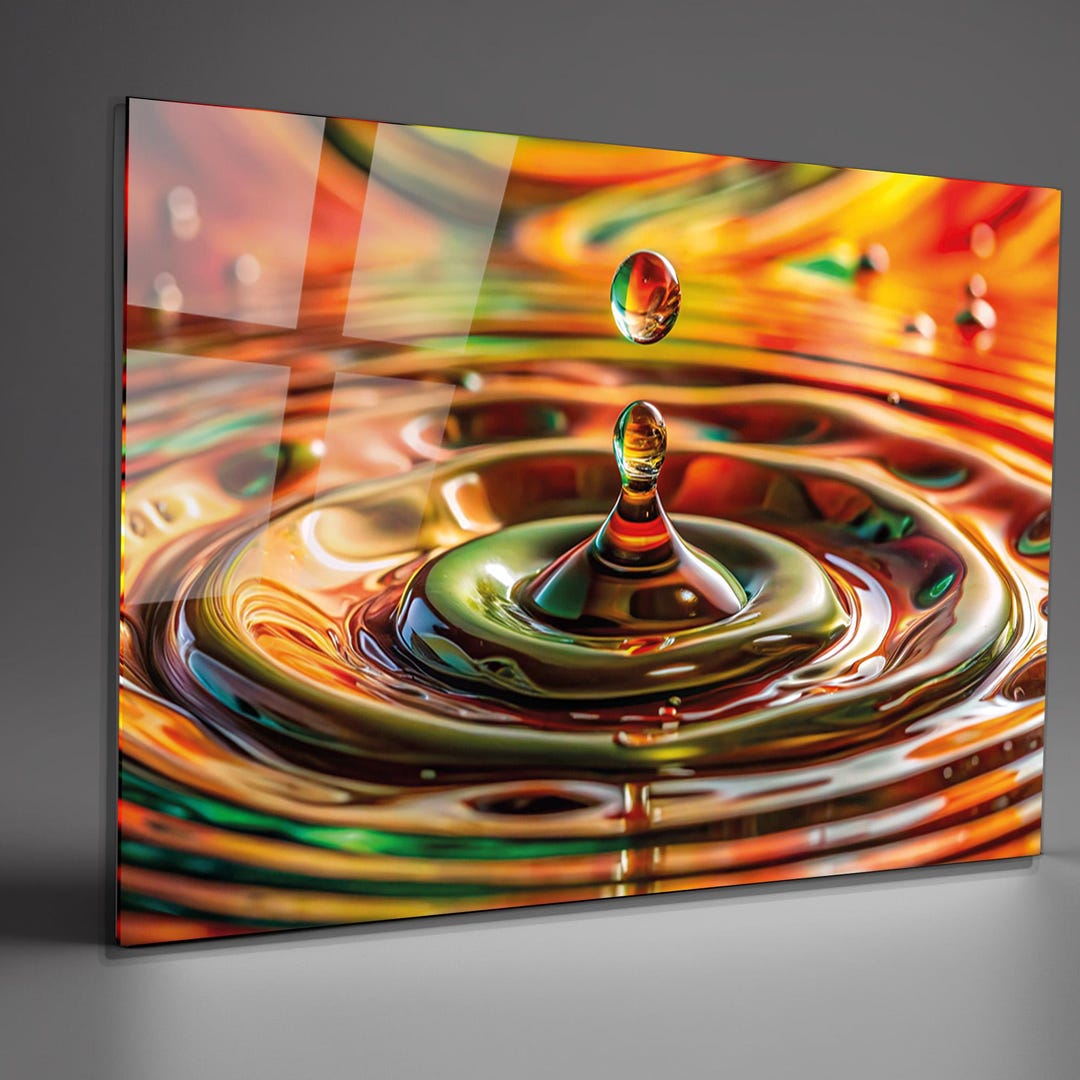 Water Ripple Glass Wall Art | Colorful Abstract Drop Design | Modern ...