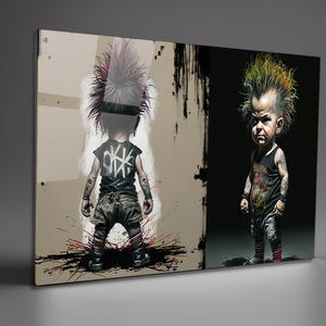 Glas Baby Poster gehärtetes Glas Wandkunst, Glasdruck, extra große Wandkunst, Wandbehänge, schwarze Wandkunst, Housewarming Geschenk, Rebel Baby Art