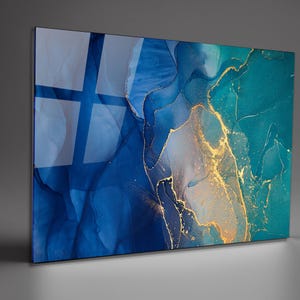 Abstract Marble Tempered Glass Wall Art: Extra Large Granite Decor