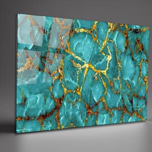 Abstract Marble Tempered Glass Wall Art: Extra Large Granite Decor