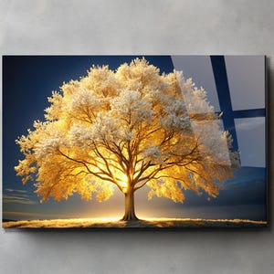 Tree Of Life Tempered Glass Wall Art: Abstract Panoramic Decor