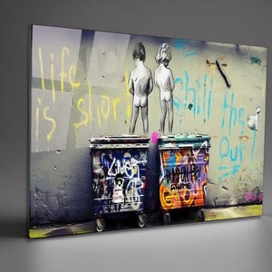 Banksy Tempered Glass Wall Art: Abstract Graffiti Decor