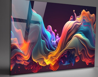 Abstract Tempered Glass Wall Art: Colorful Home Decor Print