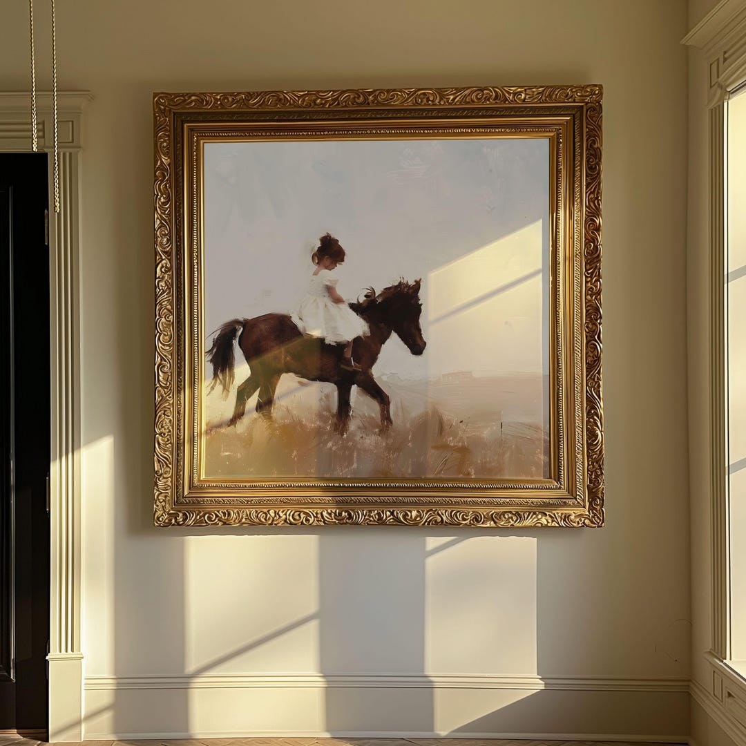 Equestrian Vintage Print Rustic Wall Decor Horse Art Little Girls Room ...