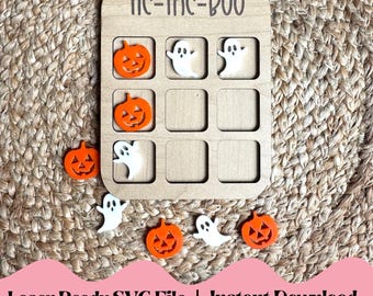 Spooky Halloween Tic Tac Boo SVG: Laser-Ready Game File for Glowforge, XTool & Lightburn