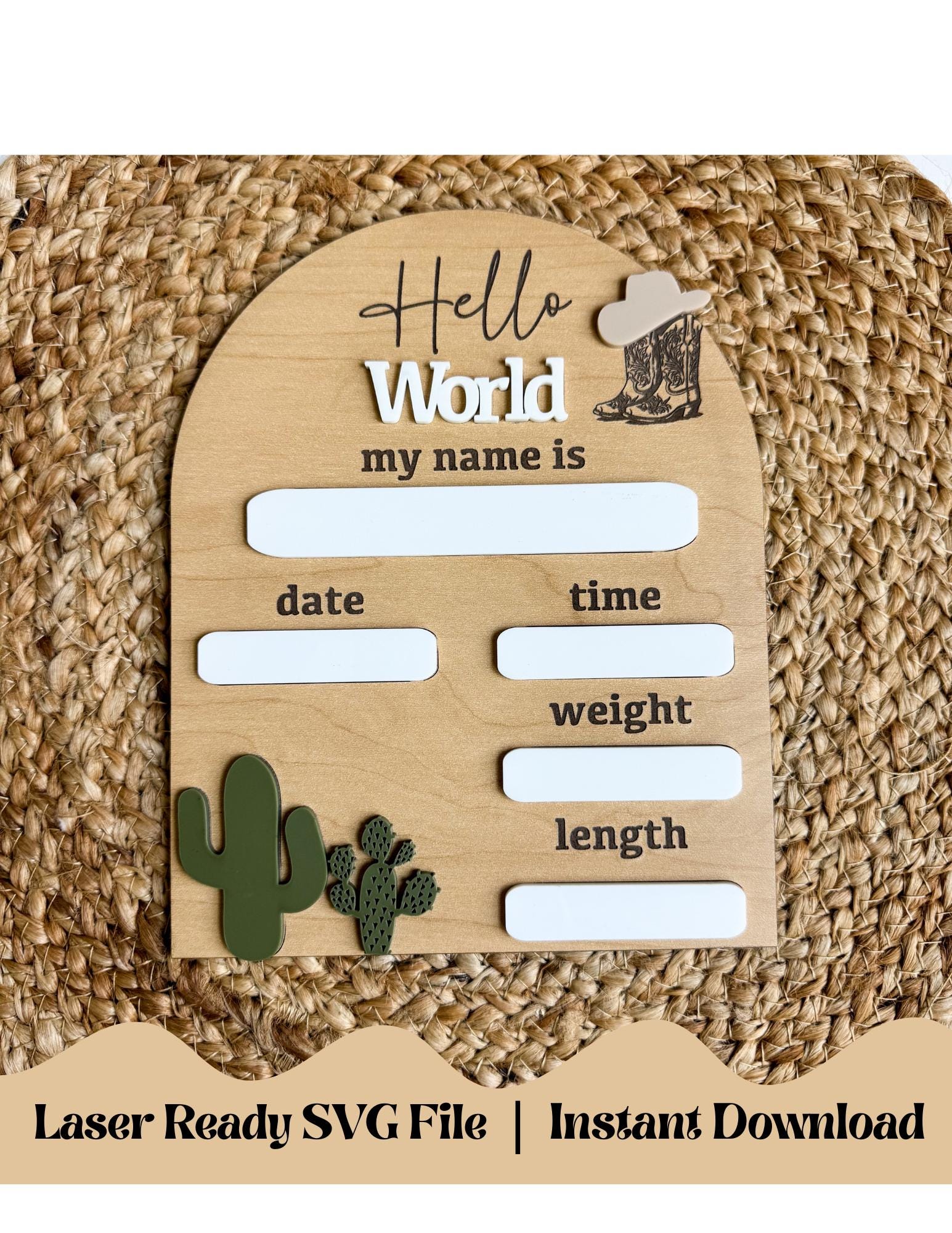 Western Baby Birth Announcement Sign SVG | Laser Ready Digital Download ...
