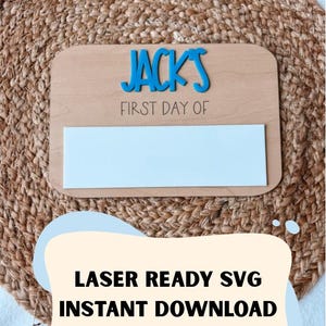 Zurück zu Schulzeichen SVG | Erster Schultag Laser Cut Datei | Digitaler Download für xTool Glowforge | Wiederverwendbares trocken abwischbares Brett SVG