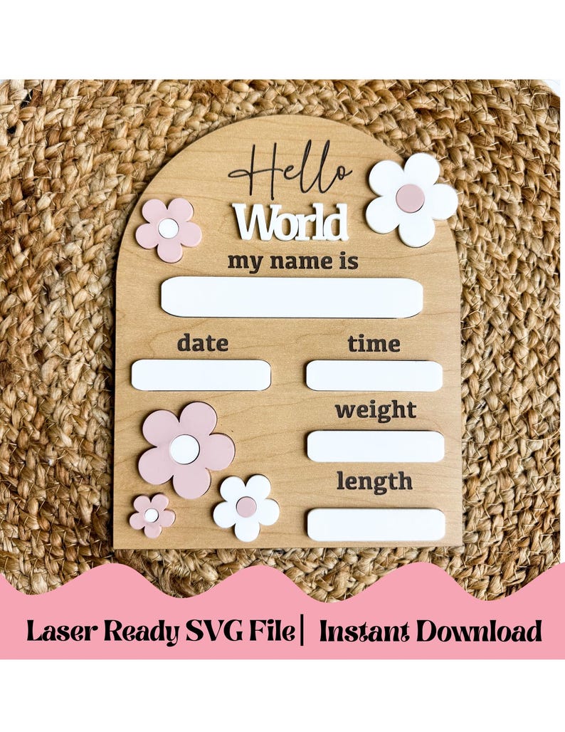 Baby Girl Birth Announcement Sign SVG | Laser Ready Digital Download ...