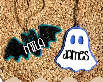 Etiquetas de cesta de Halloween Boo SVG | Download digital Ghost & Bat | Etiqueta de cesta de Halloween SVG para Cricut, Glowforge, Xtool, corte a laser