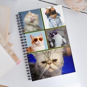 Cahier à couverture rigide avec chat à pois, jolis cadeaux esthétiques pour les papas chats, maman, enfants, amoureux des animaux, hommes, femmes, carnet de notes, agenda, journalisation