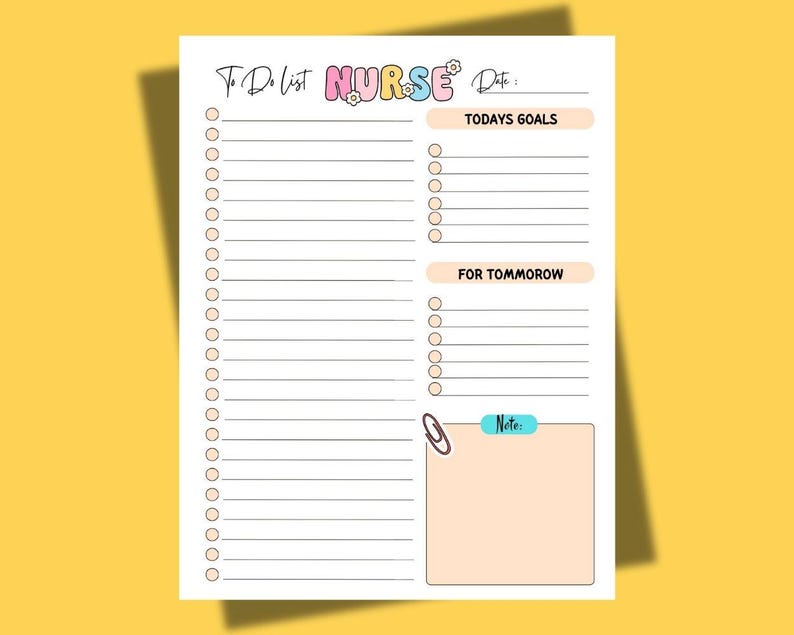 Printable Nurse to Do List, Nurse Notes Template, Medsurg Nurse ...
