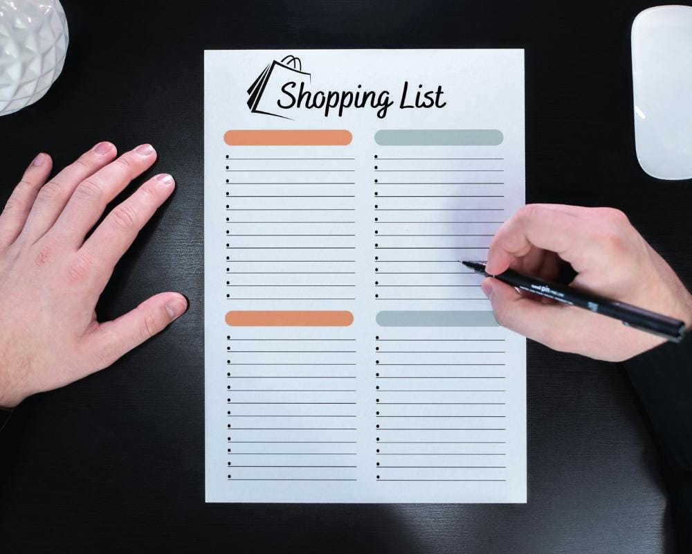 Printable Shopping List Printable Shopping Checklist Shopping List Digital Download Grocery List ...