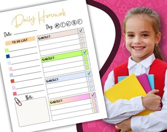 Afdrukbare huiswerkplanner | Opdrachttracker voor studenten (pdf)