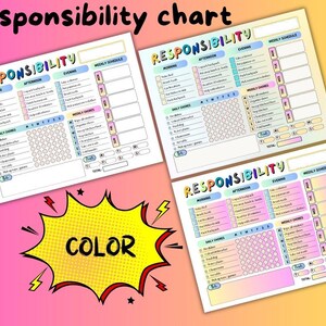 Printable Responsibility Chore Chart for Kids | Kids Daily Weekly ...