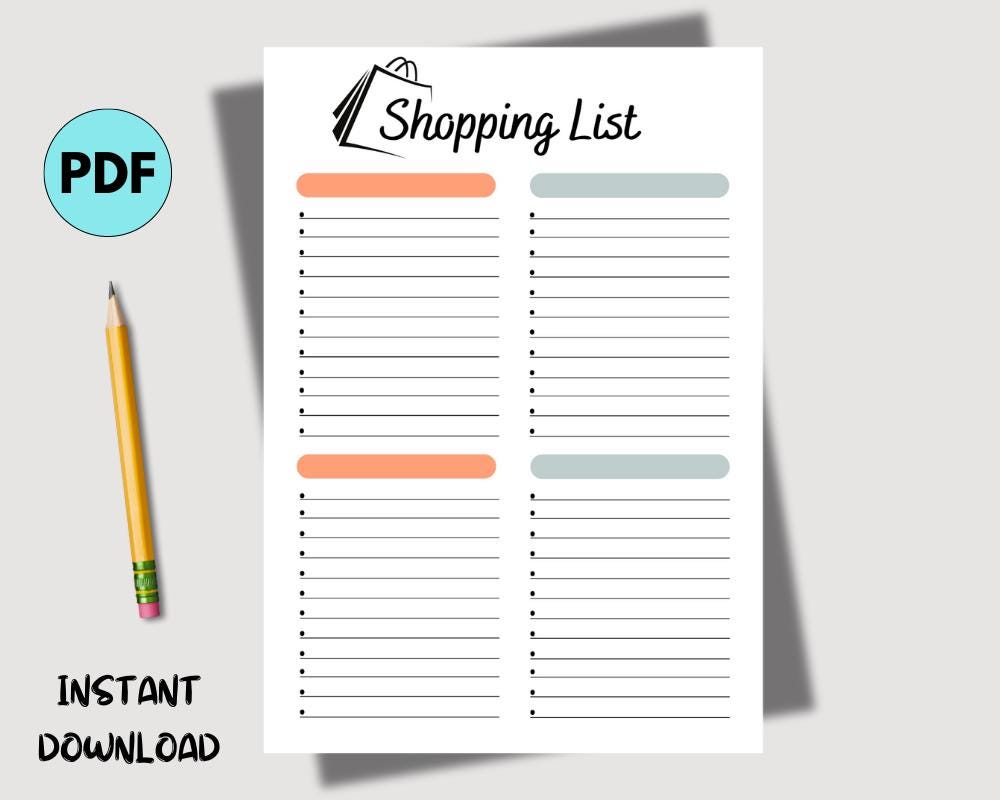 Printable Shopping List Printable Shopping Checklist Shopping List ...