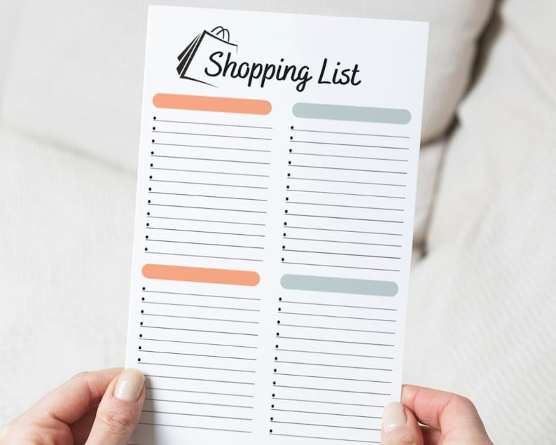 Printable Shopping List Printable Shopping Checklist Shopping List Digital Download Grocery List ...