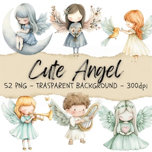 52 Angel Png, Angel Clipart, Obras de arte cristianas, Clipart de la Biblia, Arte digital del cielo, Clip Art de alas, Pegatinas de diario basura